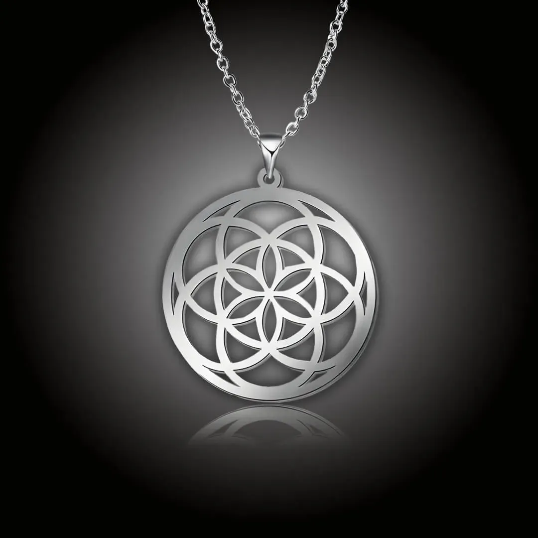 Náhrdelník Květina života z chirurgické oceli 2