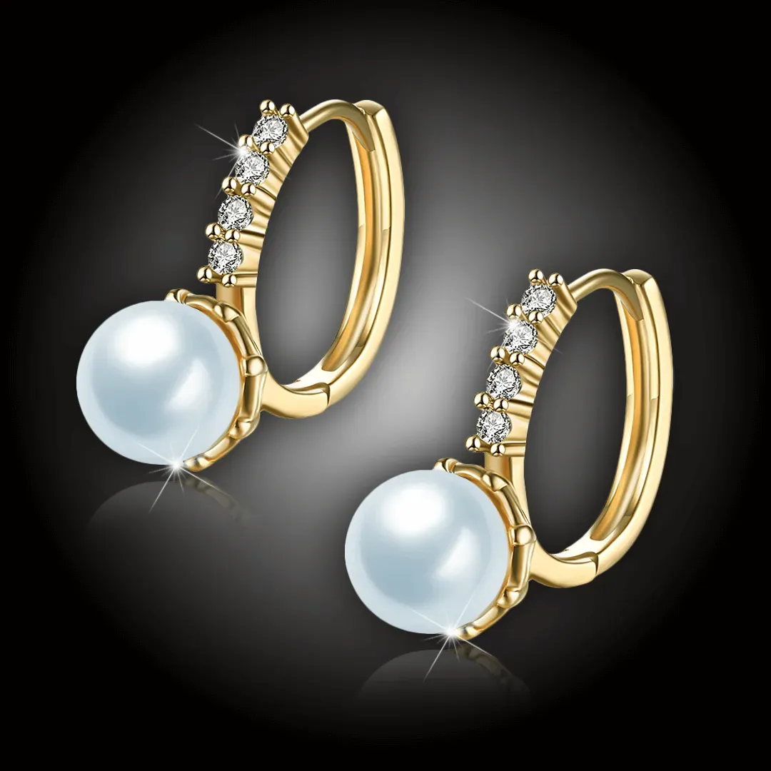 Pozlacené perlové náušnice Rebecca Gold White Pearl 2