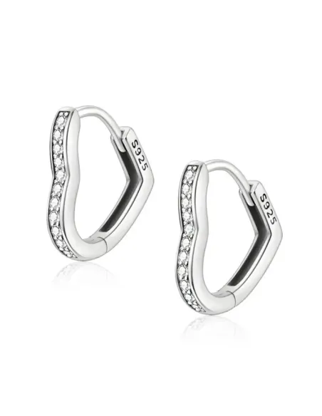 Stříbrné náušnice Třpytivé srdce s čirými zirkony