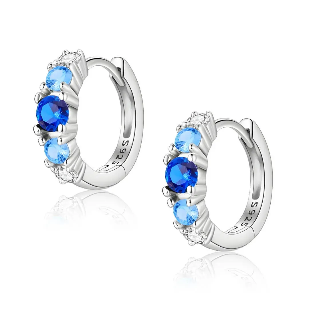 Stříbrné kruhové náušnice Modrý půvab se zářivými zirkony