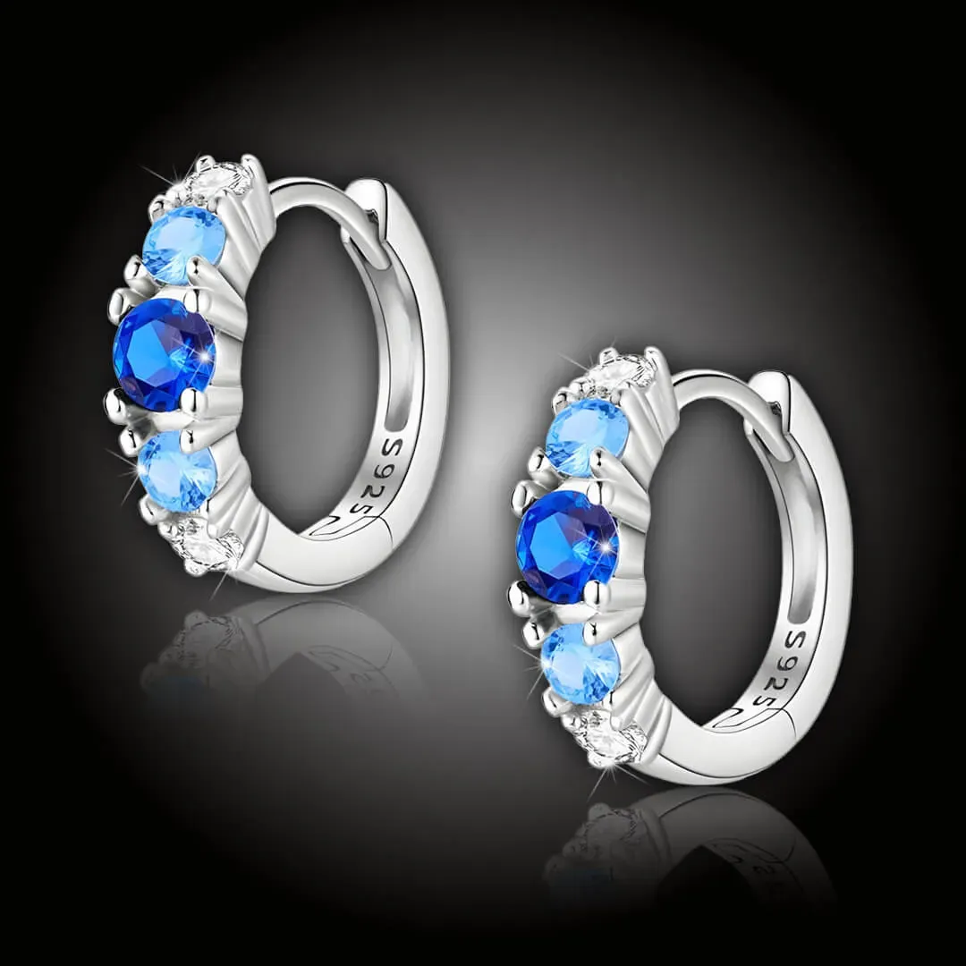 Stříbrné kruhové náušnice Modrý půvab se zářivými zirkony 2