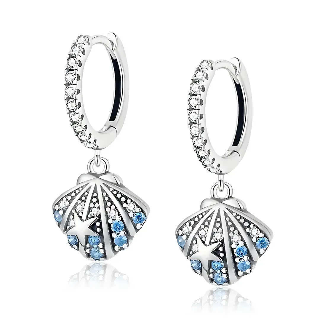 Stříbrné náušnice Kouzlo moře s modrými zirkony