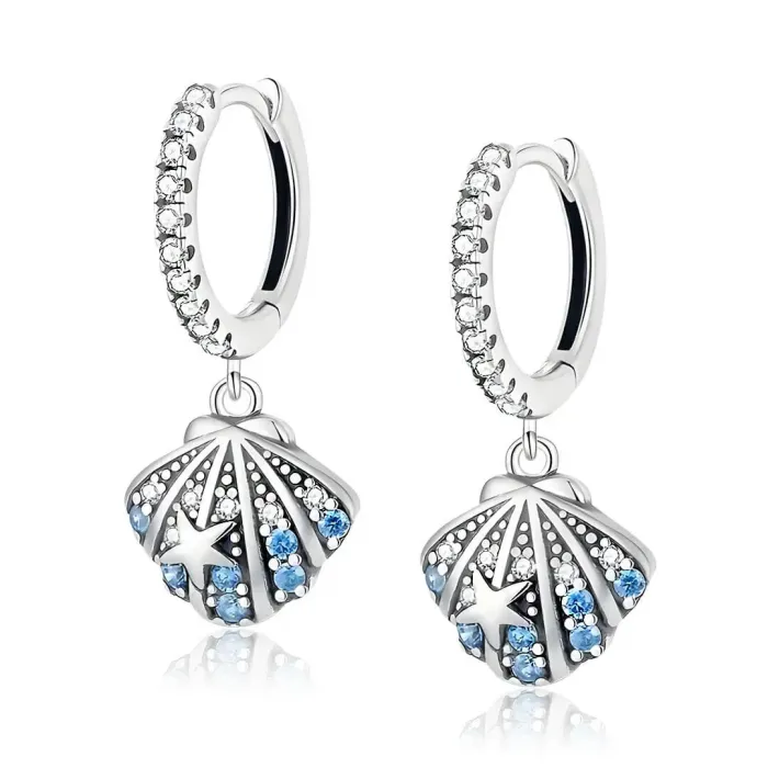 Stříbrné náušnice Kouzlo moře s modrými zirkony