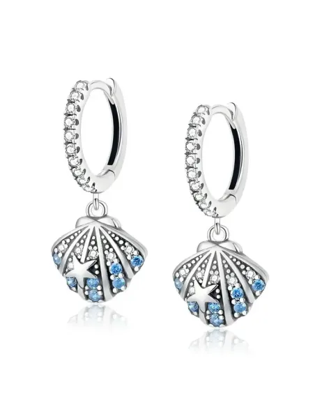 Stříbrné náušnice Kouzlo moře s modrými zirkony
