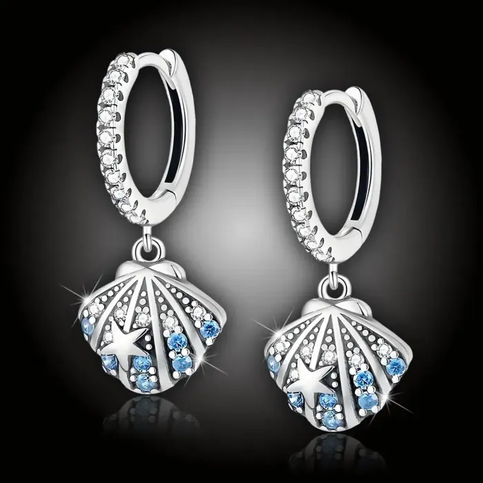 Stříbrné náušnice Kouzlo moře s modrými zirkony