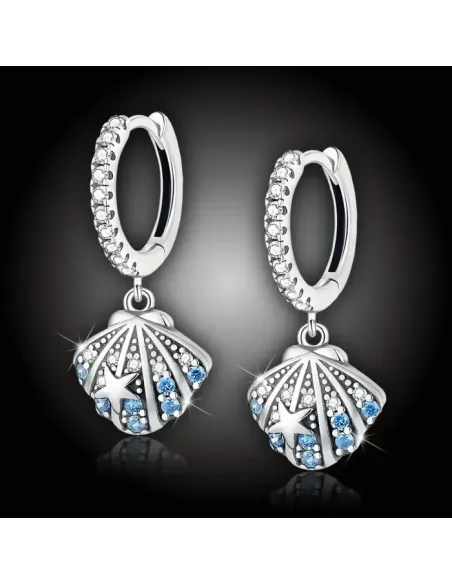 Stříbrné náušnice Kouzlo moře s modrými zirkony