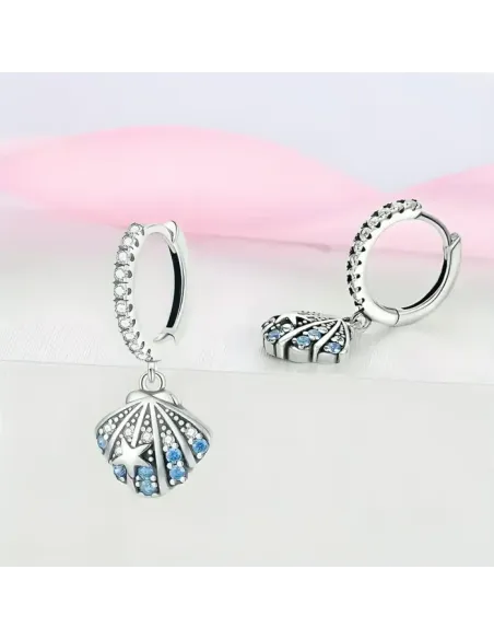 Stříbrné náušnice Kouzlo moře s modrými zirkony