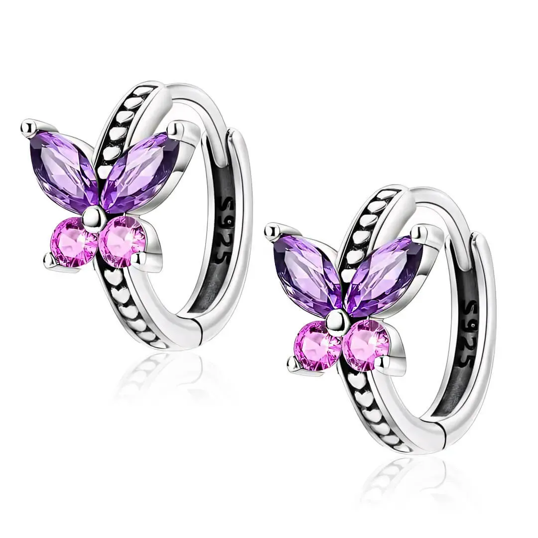 Stříbrné náušnice Kouzelný motýl s třpytivými zirkony