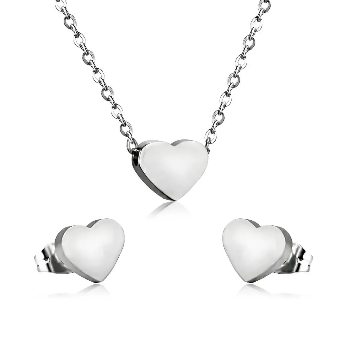 Jemný šperkový set Srdíčko z chirurgické oceli