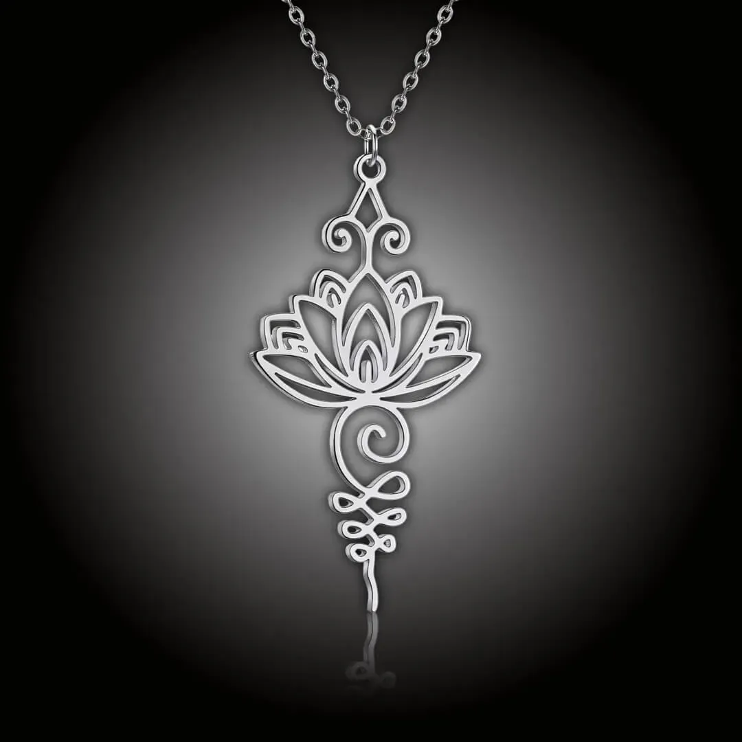 Elegantní náhrdelník Lotosový květ z chirurgické oceli s filigránovým motivem 2