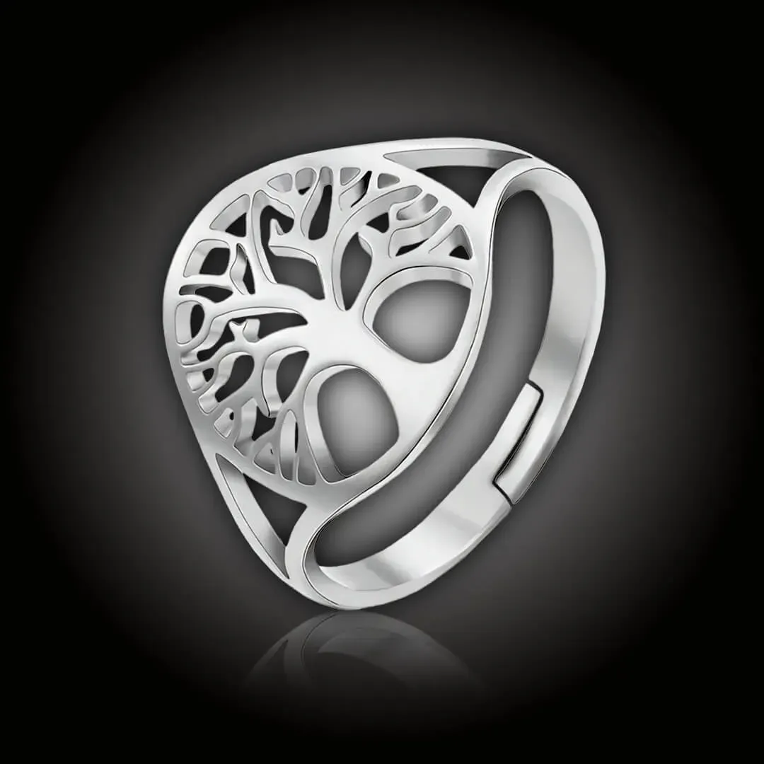 Nastavitelný prsten Strom života z chirurgické oceli 2