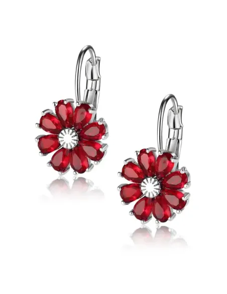 Květinové náušnice Brillance Marquise Red se zirkony