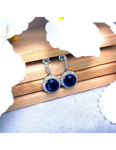 Visací náušnice Brillance Rafaella Royal Blue se zirkony