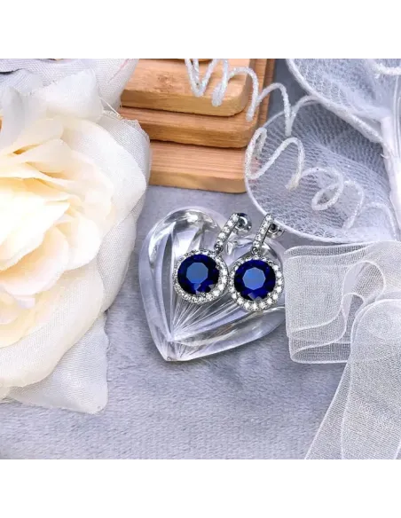 Visací náušnice Brillance Rafaella Royal Blue se zirkony