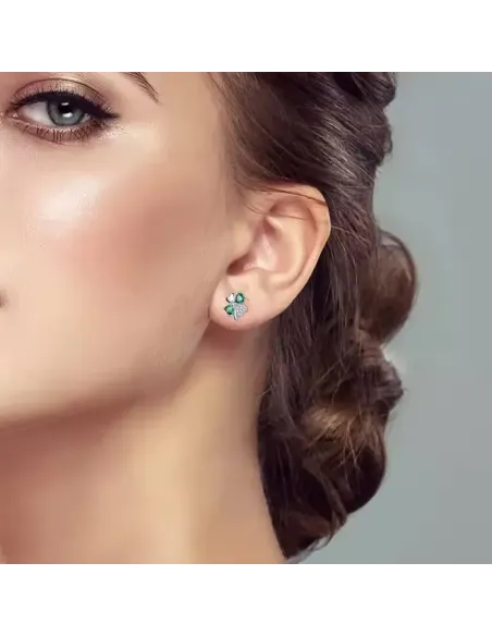 Jemné stříbrné náušnice Čtyřlístek se zirkony