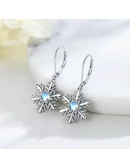 Třpytivé náušnice Brillance Vločka s měsíčním kamenem