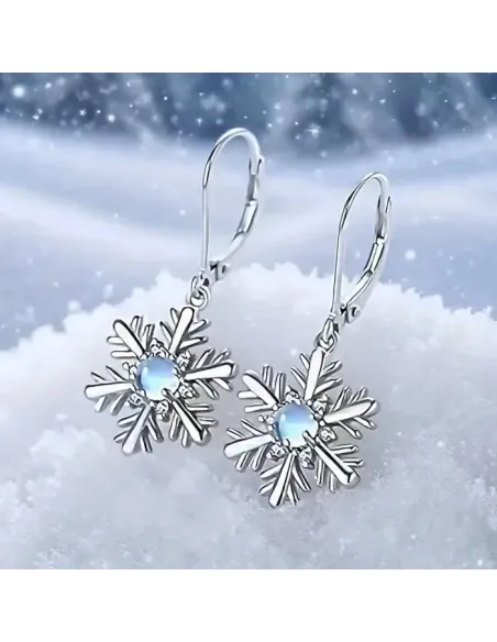 Třpytivé náušnice Brillance Vločka s měsíčním kamenem