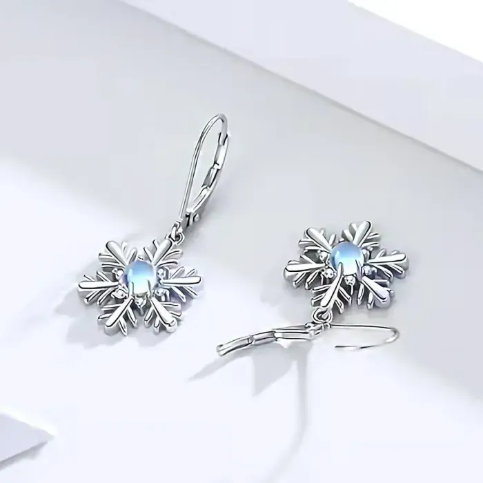 Třpytivé náušnice Brillance Vločka s měsíčním kamenem