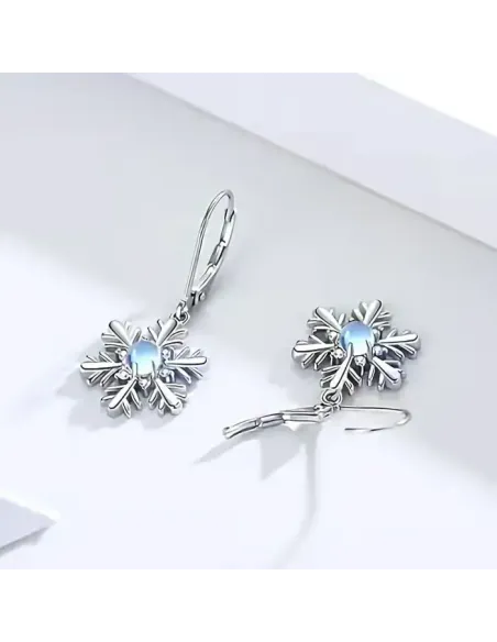 Třpytivé náušnice Brillance Vločka s měsíčním kamenem