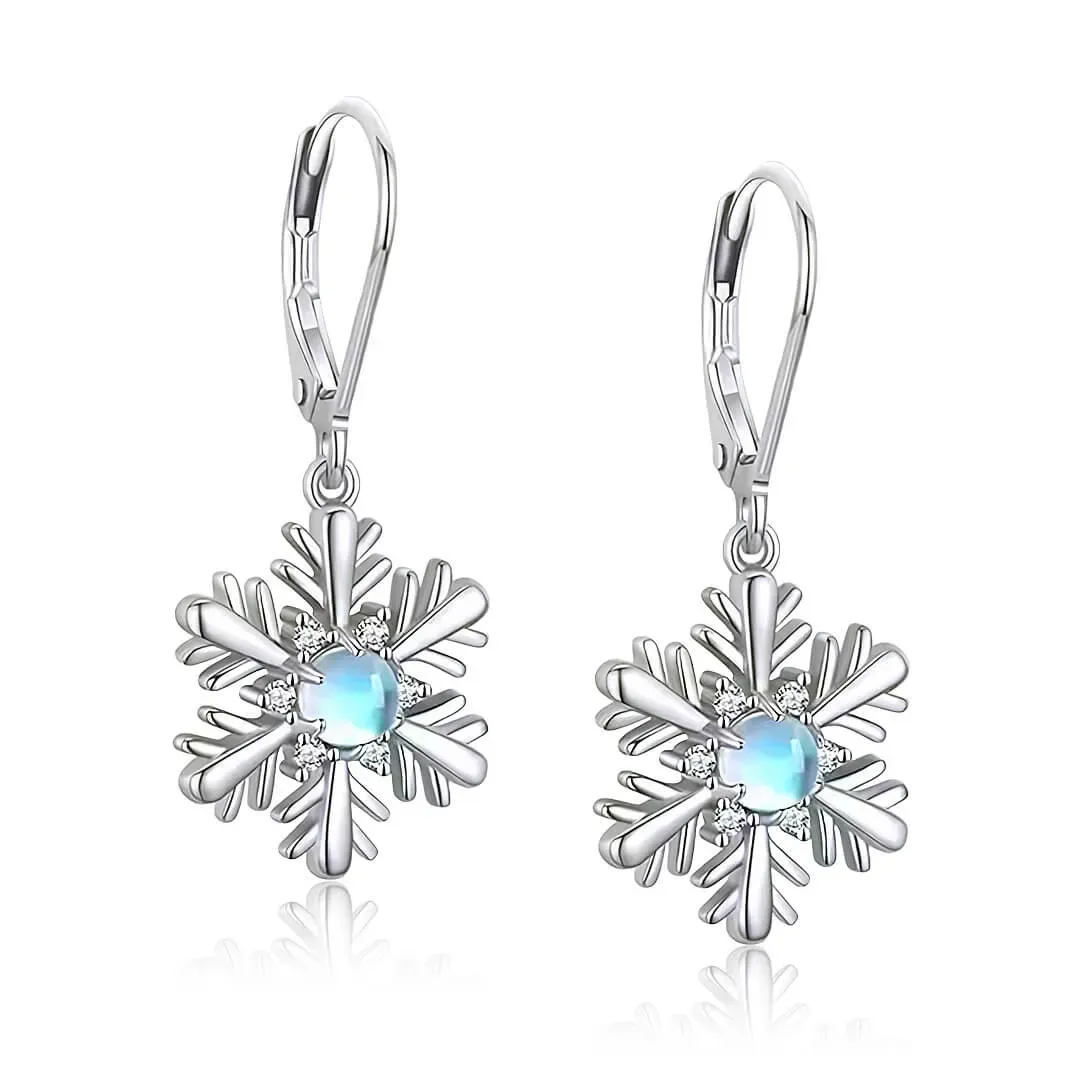 Třpytivé náušnice Brillance Vločka s měsíčním kamenem