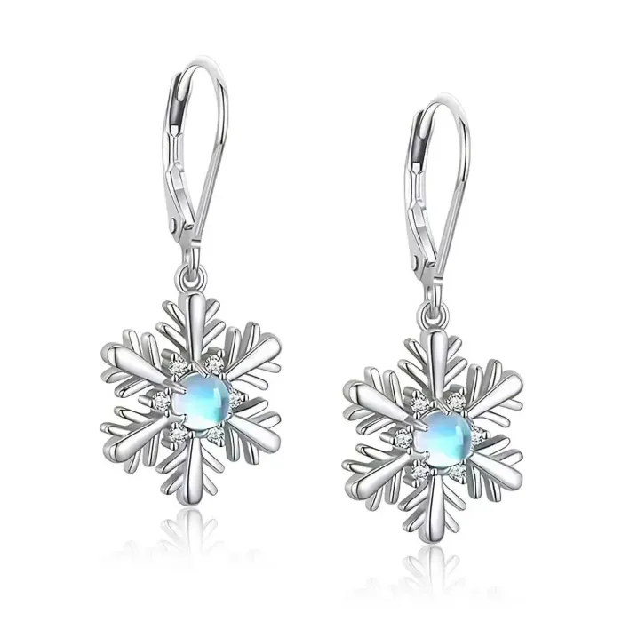 Třpytivé náušnice Brillance Vločka s měsíčním kamenem