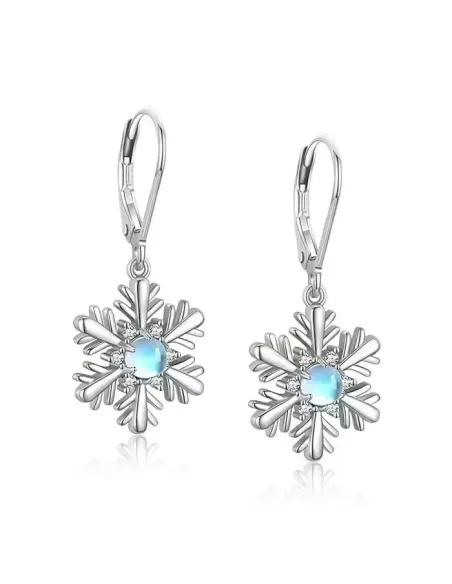 Třpytivé náušnice Brillance Vločka s měsíčním kamenem