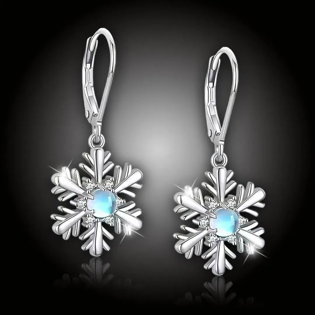 Třpytivé náušnice Brillance Vločka s měsíčním kamenem 2