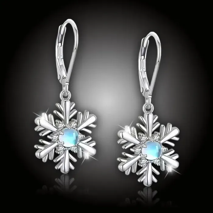 Třpytivé náušnice Brillance Vločka s měsíčním kamenem