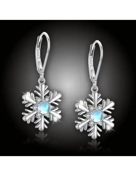 Třpytivé náušnice Brillance Vločka s měsíčním kamenem