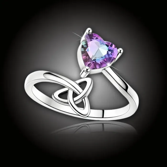 Dámský stříbrný prsten Duhové srdce Trinity