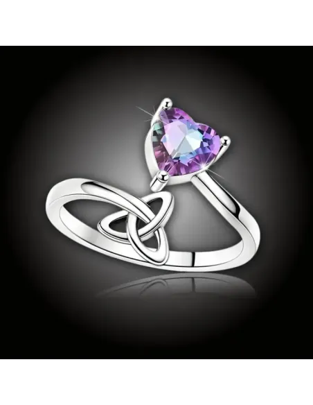 Dámský stříbrný prsten Duhové srdce Trinity