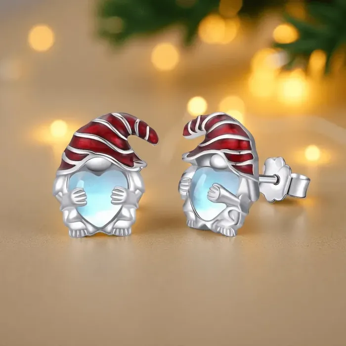 Náušnice Brillance Skřítek s měsíčním srdcovým kamenem