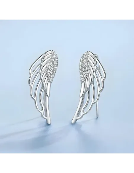 Stříbrné náušnice Charming Angel Wings se zirkony