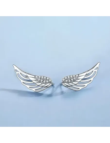 Stříbrné náušnice Charming Angel Wings se zirkony