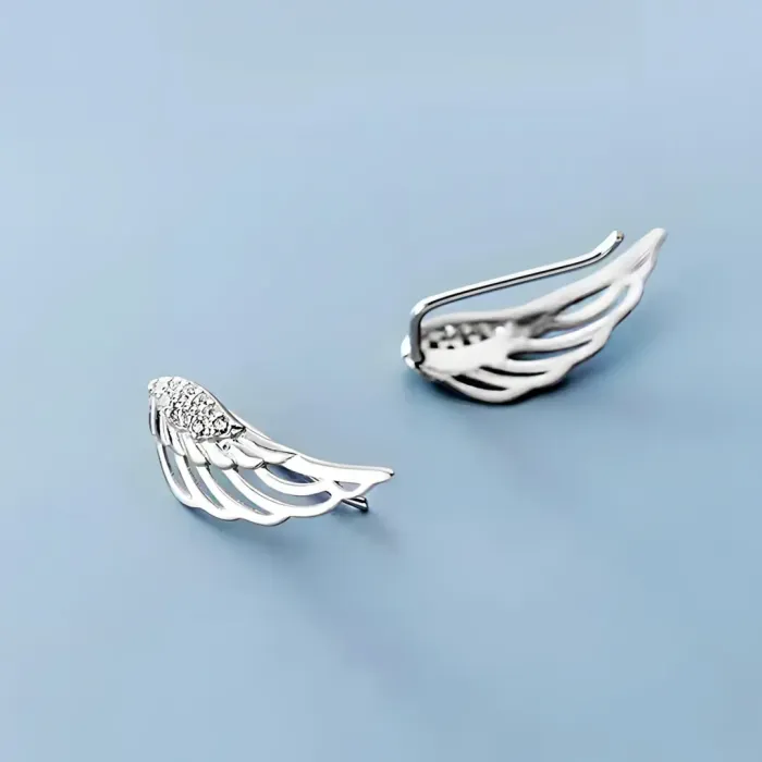 Stříbrné náušnice Charming Angel Wings se zirkony