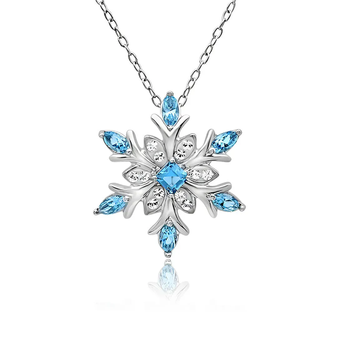 Náhrdelník Sněhová vločka s modrými a čirými zirkony | Elanis Jewel