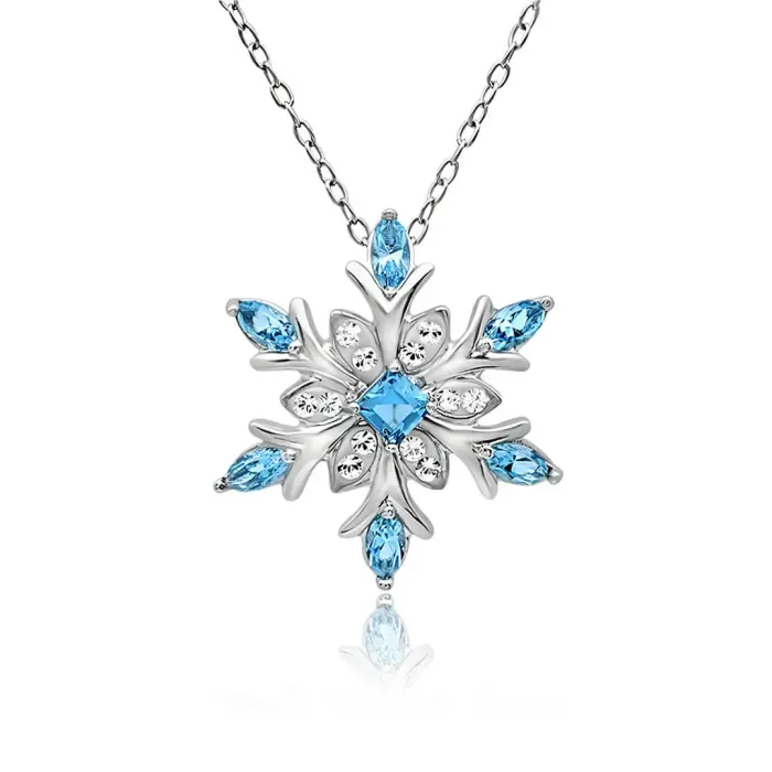 Náhrdelník Sněhová vločka s modrými a čirými zirkony | Elanis Jewel