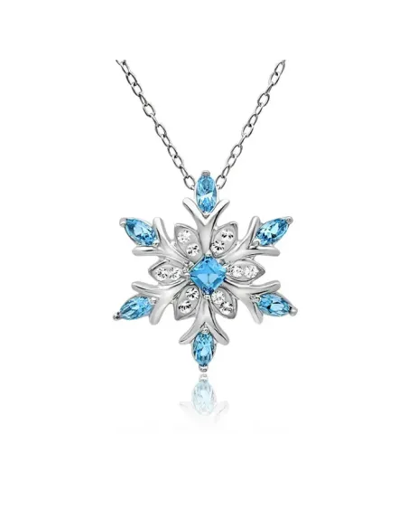 Náhrdelník Sněhová vločka s modrými a čirými zirkony | Elanis Jewel