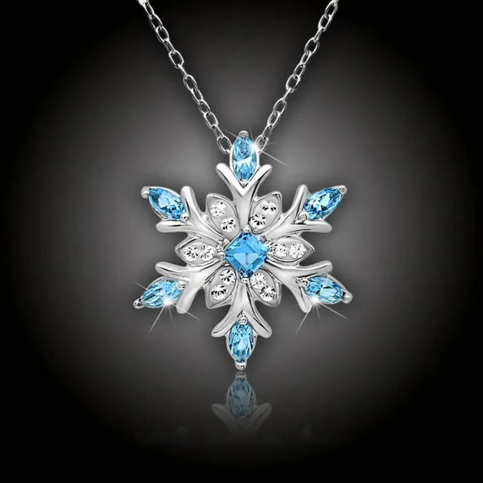 Náhrdelník Sněhová vločka s modrými a čirými zirkony | Elanis Jewel