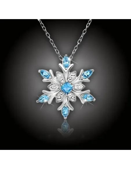 Náhrdelník Sněhová vločka s modrými a čirými zirkony | Elanis Jewel