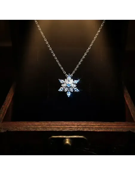 Náhrdelník Sněhová vločka s modrými a čirými zirkony | Elanis Jewel