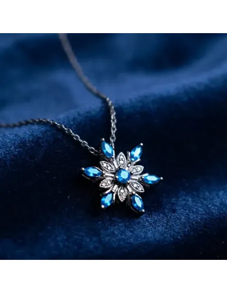Náhrdelník Sněhová vločka s modrými a čirými zirkony | Elanis Jewel