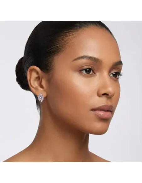 Stříbrné náušnice Růžové kvítky s třpytivými zirkony