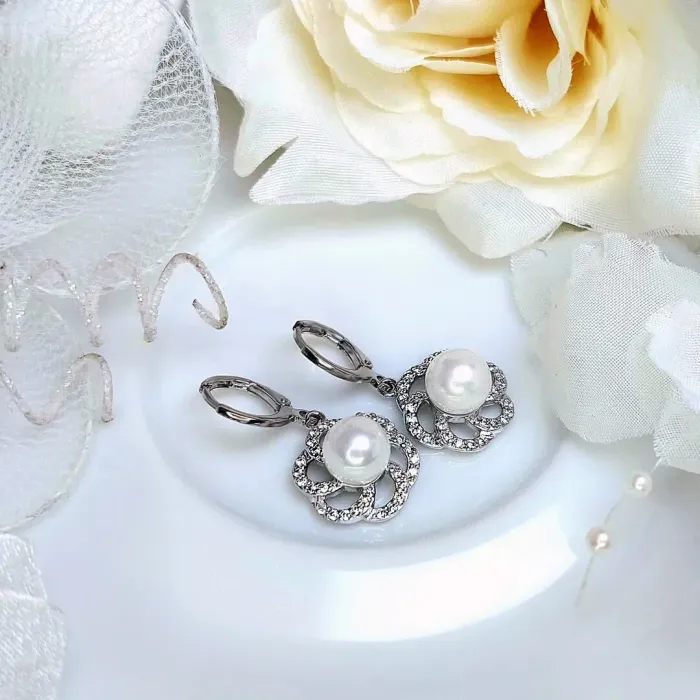 Romantické perlové náušnice Pearl Flower