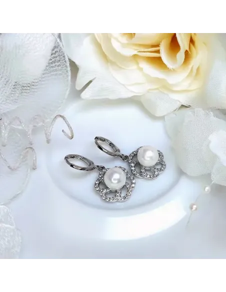 Romantické perlové náušnice Pearl Flower