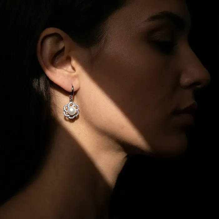 Romantické perlové náušnice Pearl Flower