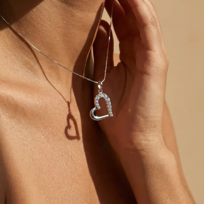 Náhrdelník Velké srdce s čirými krystaly Swarovski®