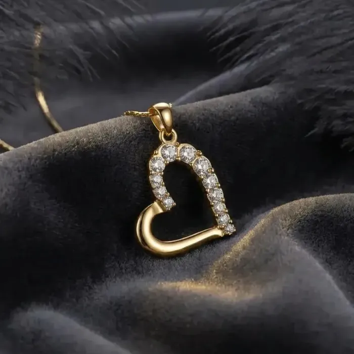 Náhrdelník Pozlacené velké srdce s čirými krystaly Swarovski®