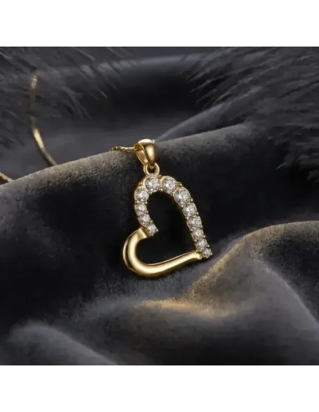 Náhrdelník Pozlacené velké srdce s čirými krystaly Swarovski®