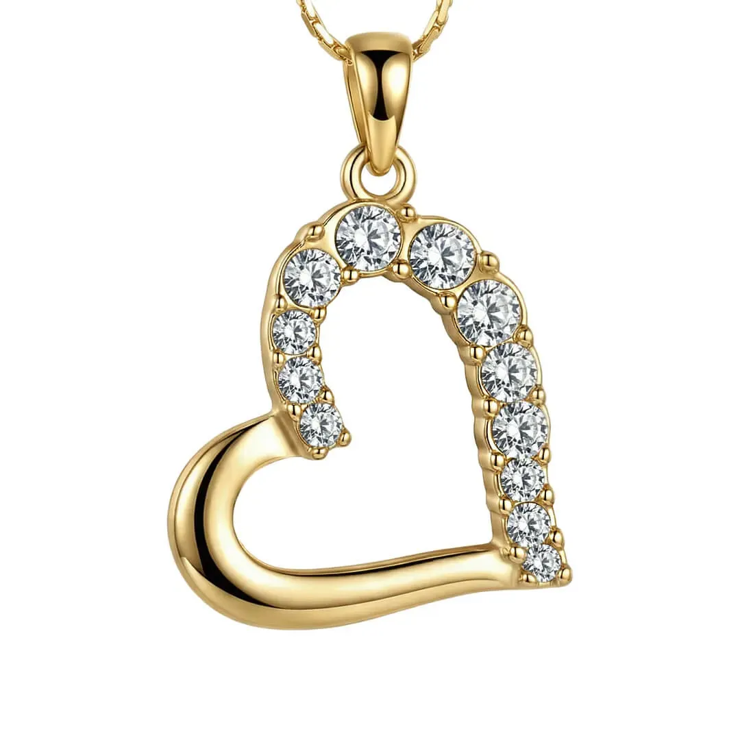 Náhrdelník Pozlacené velké srdce s čirými krystaly Swarovski®